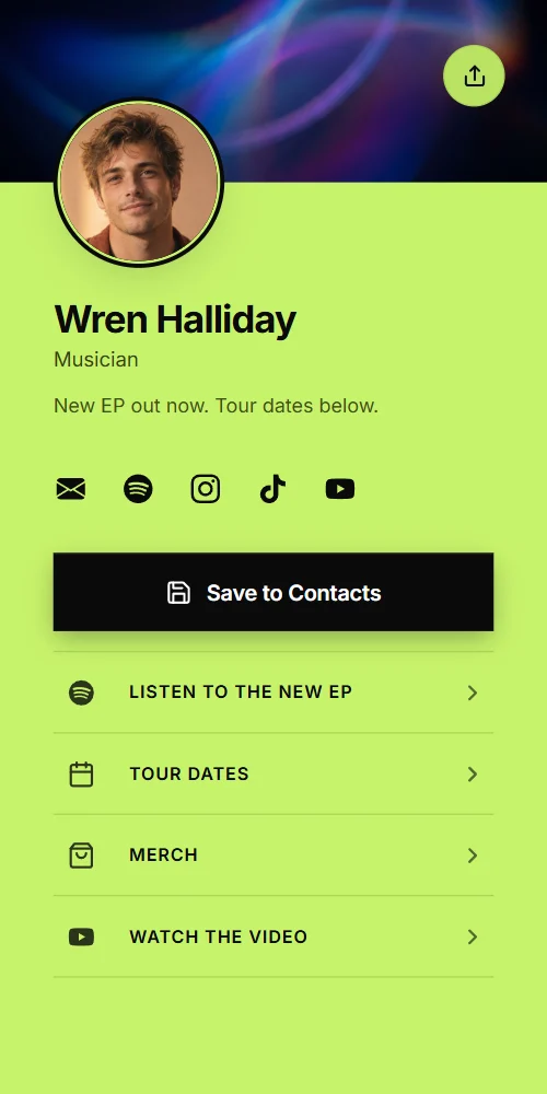 An example card: Wren Halliday